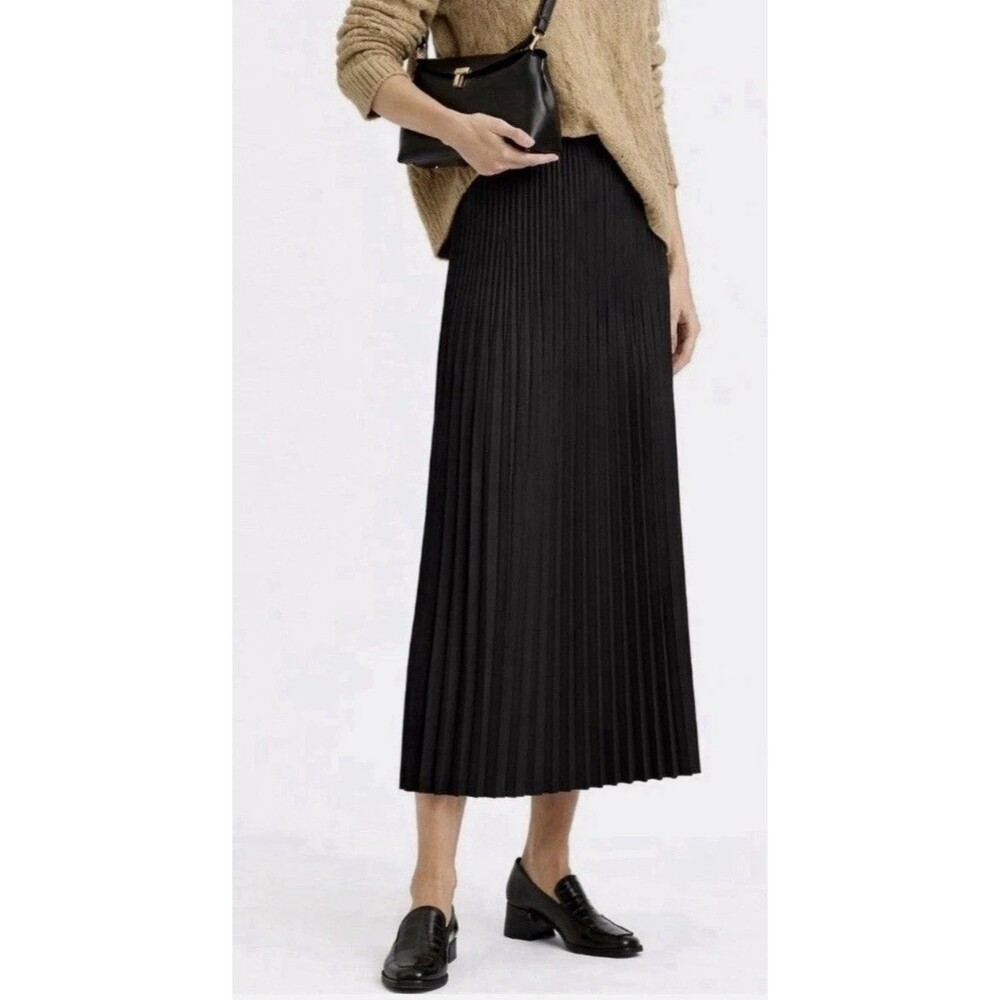 Eileen Fisher Black Pleated Maxi Skirt
